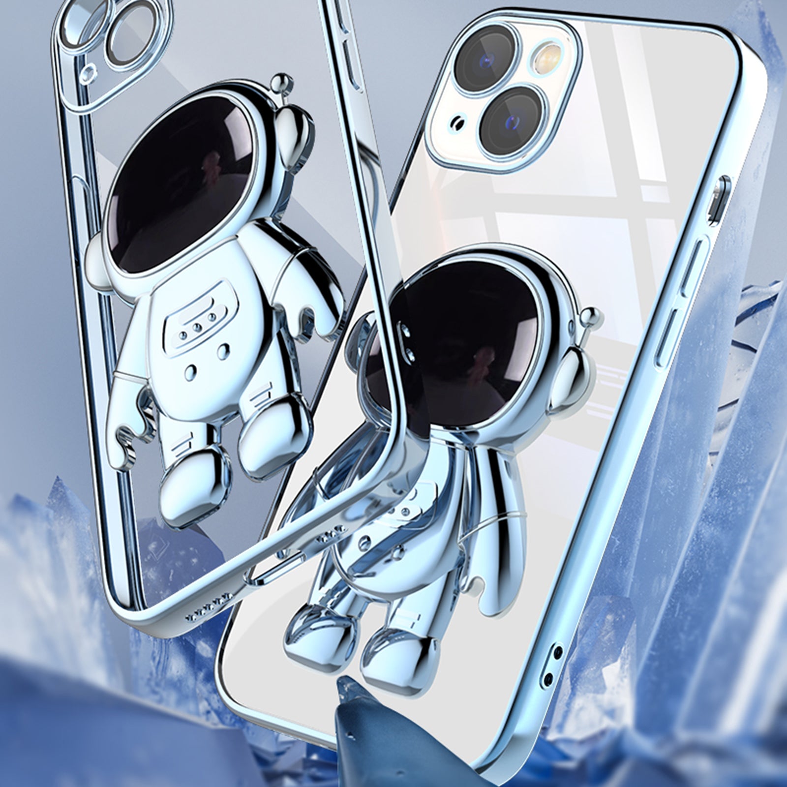 For iPhone 14 Plus Astronaut Shaped Kickstand Phone Case Electroplating Phone Cover with Lens Film For iPhone 14 Plus Astronaut Shaped Kickstand Phone Case Electroplating Phone Cover with Lens Film